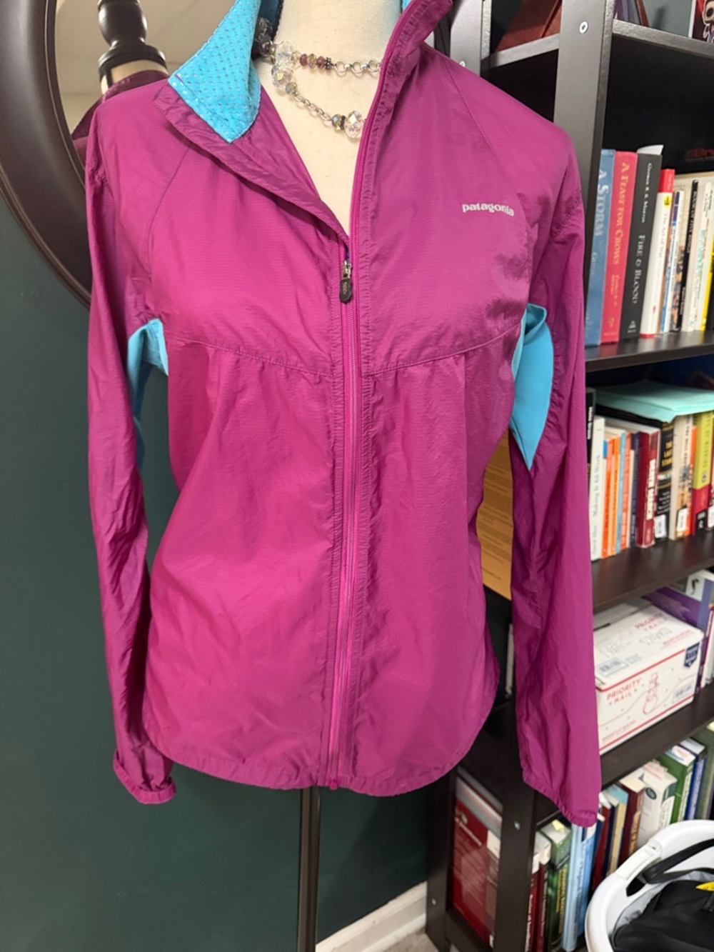 Patagonia Women's Magenta Utility Jacket with Turquoise Accents